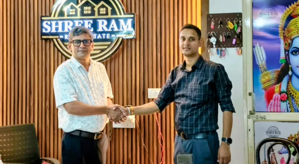 Mr. Mahender Singh Handing Over Keys to Client - Shree Ram Real Estate